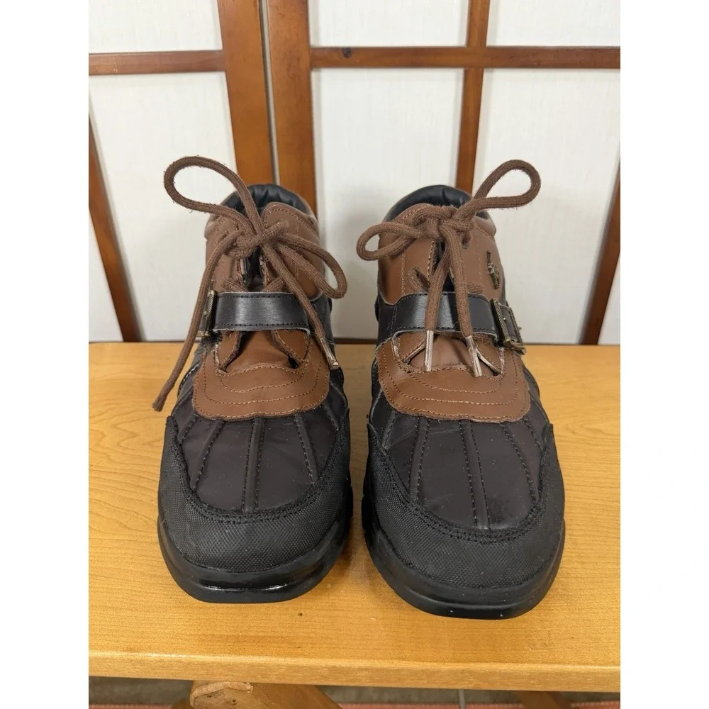 POLO RALPH LAUREN Dover Men's Boots US 7 Buckle Lace Up Rubber Duck Brown